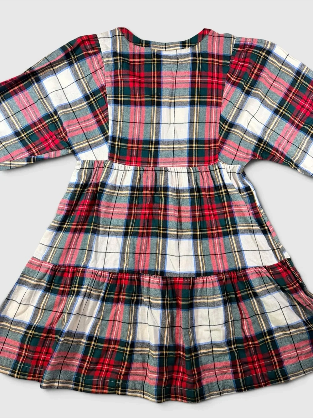 Old Navy Girls L 10-12 Plaid Tartan Tiered Dress Holiday Christmas Long Sleeve
